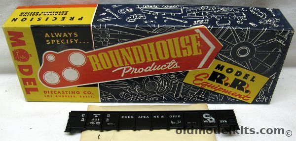 Roundhouse-Model Die Casting 1/87 40' High Side Gondola Round End  (C&O) - Chesapeake & Ohio - Metal HO Craftsman Kit with Sprung Metal Trucks, G300T plastic model kit